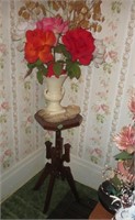 Stand and vase w/fake flowers