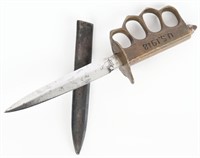WW1 US M1918 KNUCKLE KNIFE AU LION W SCABBARD WWI