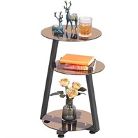 BEWISHOME Round End Table Tempered Glass Side Tabl