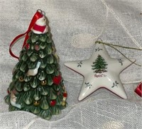 (2) Spode Christmas Ornaments:  Tree/Santa &