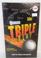 Unopened 1993 Donruss Triple play wax pack box.