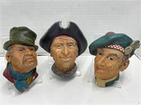 3 Bossons Chalkware Heads - Some Chips to Paint