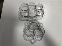 2 Pcs. Etched Nut Dish & Stack Tray, Glass