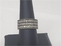 .925 Sterling Silver Diamond/Peridot Ring