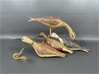 Four Wood Carved Handpainted Birds By Pavol