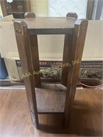 Wood plant stand, worn, 25in tall, 9.5in wide