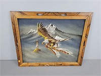 Vintage Velvet Eagle Framed Art