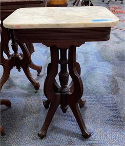 SMALL ANTIQUE WALNUT VICTORIAN MARBLE TOP TABLE