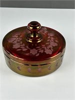 Ruby red divided covered dish
