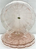 3pc Vintage Pink Glass Cake Plates