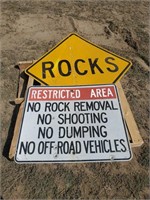 Pallet w/"Restricted Area" & "Rocks" Sign