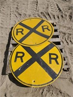 Pallet w/ 2 "Railroad Crossing" Signs