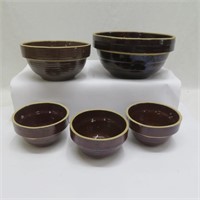 USA Stoneware Bowls - 3 Small - One 7" & One 9"