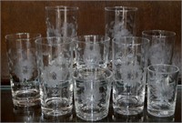 9pcs Hughe's Cornflower Crystal Glasses
