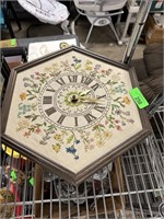 VTG EMBROIDERED WALL CLOCK