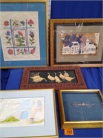 Artwork water colors geese framed pictures