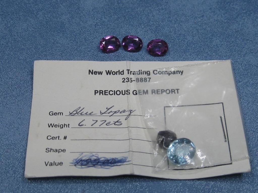 Five Precious Gems Blue Topaz & Others W/ Report