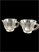 Vintage Ribbed Clear Glass Creamer & Sugar Bowl