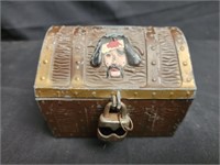 Vintage metal treasure box bank