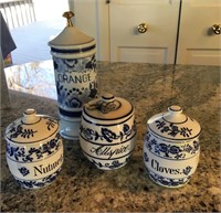 Blue and White Spice Jars 3 made in Germany