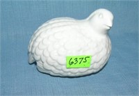 porcelain Milk Glass covered figural dove
