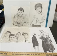 Andy Griffith Show Pencil Sketch Drawings