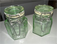 2-SMALL GREEN LOCKING LID JARS