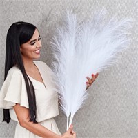 LOT OF 2 Faux Pampas Grass - Fluffy  White