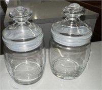 2-SMALL GLASS JARS