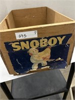 Vintage Snowboy Wooden Fruit Crate