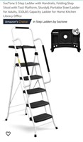 NEW 5 Step Ladder w/ Handrails & Tool Platform,