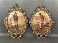 Pair Of Vintage Metal Convex Glass Frames