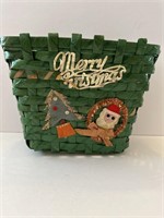 Vintage 1960’s Green Wicker Christmas basket