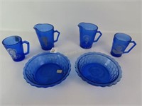 6 pc Set of Shirley Temple Cobalt Blue Dishes