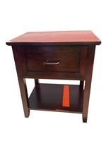WOOD SIDE TABLE WITH ONE DRAWER AND SHELF 24L X