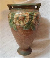 Roseville Pottery Dahlrose 2 handled vase