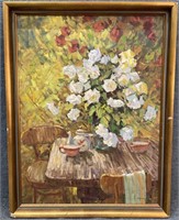 Framed Floral Still Life on Canvas