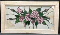 Framed Floral Stained Glass Wall Hanging