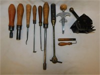 Vintage wood handled telephone lineman's tools