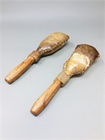 pair of small hand made rattles - Hide covered-