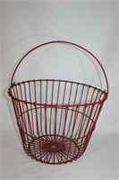 Vintage Red Metal Coated Wire Egg Basket
