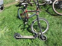 Childrens bicycle and scooter