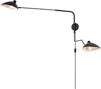 $160  Modern Swing Arm Wall Sconce, Black, 2-Light