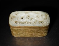 Chinese Bronze Box with Ming Dynasty Jade
