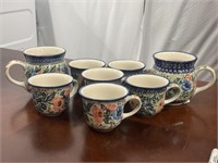 Poland Handmade Artistic Ceramic Pottery Mug Set