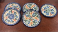 Artistic Pottery Plates Handmade Ceramics 6 Total