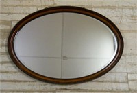 Victorian Mahogany Framed Oval Beveled Mirror.