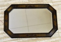 Jacobean Revival Oak Framed Beveled Mirror.