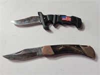 2 Pocket Knives - 1 w/ American Flag