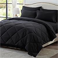 Zzlpp King Size Bed in a Bag 7 Pieces, Black...